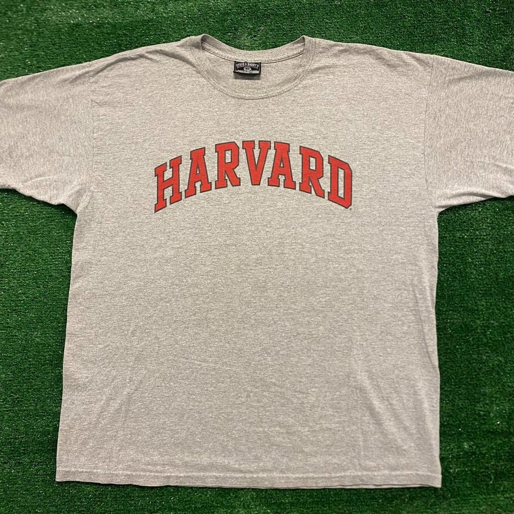 Vintage Y2K Harvard University T-Shirt Collegiate Spell Out Gray 2000s